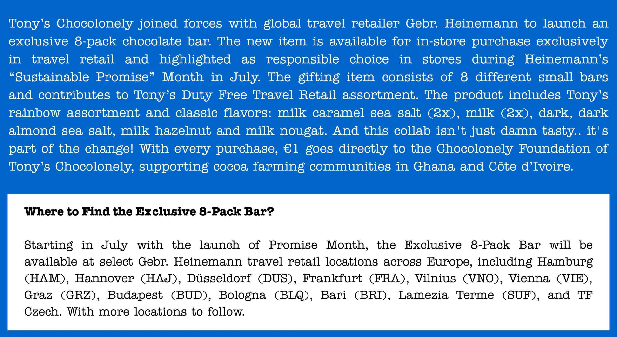 Copy of Where to Find the Exclusive 8-Pack Bar During Promise Month it’s available at select Gebr. Heinemann travel retail locations across Europe, including Copenhagen (CPH), Hamburg (HAM), Hann (6)